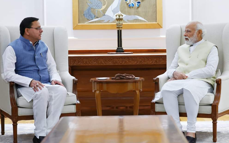 सीएम धामी ने पीएम नरेंद्र मोदी से की भेंट,मार्गदर्शन और सहयोग के लिए किया आभार व्यक्त