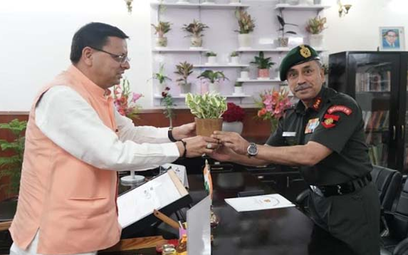 मुख्यमंत्री धामी से लेफ्टिनेंट जनरल एनएस राजा सुब्रमणि ने की भेंट