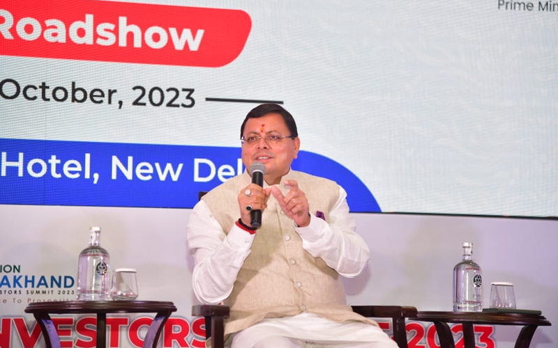 ग्लोबल इन्वेस्टर्स समिट को लेकर दिल्ली में सीएम धामी का रोड शो आयोजित हुआ